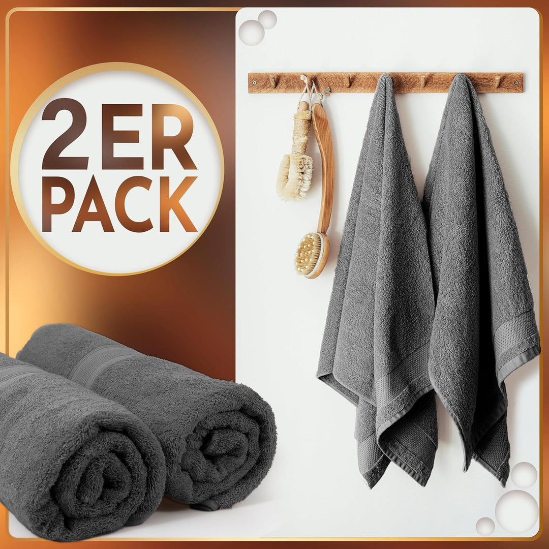 NatureMark 2er Pack Saunatuch 80 x 200 cm | Baumwolle luxuriöse Tücher | Wellnesstuch von extremer W