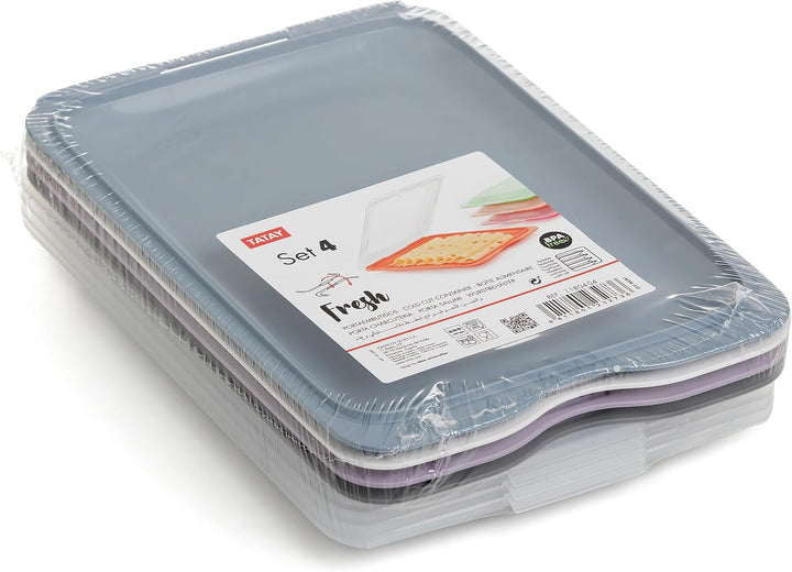 TATAY Set 4 Aufschnittbox stapelbar – Frischhaltedosen mit Deckel, BPA-frei, wiederverwendbar, Stape