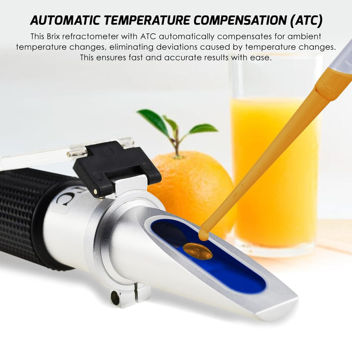 Brix-Refraktometer mit ATC, Bereich 0-32% Brix mit 0.2% Aufteilung, Für Branntwein, Bier, Obst, Schn