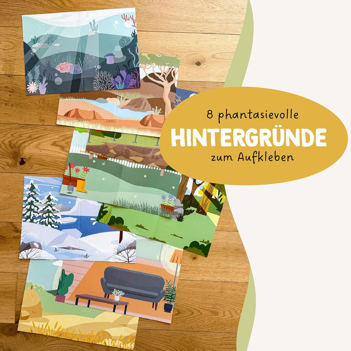 Papierdrachen Bastelbox Tiere unserer Welt – Komplett-Set -inkl. Stanzbögen u. Hintergründen – 12 Bi