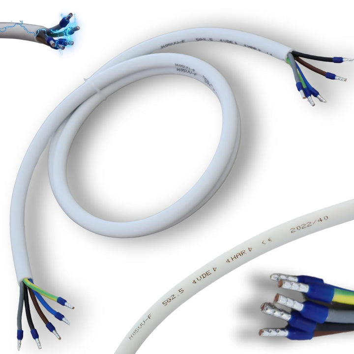 netbote24® Herd-Anschlussleitung | weiss | H05VV-F 5G2,5 | 3~+N+PE| Anschlusslänge 1-50m (3,5m), 3,5