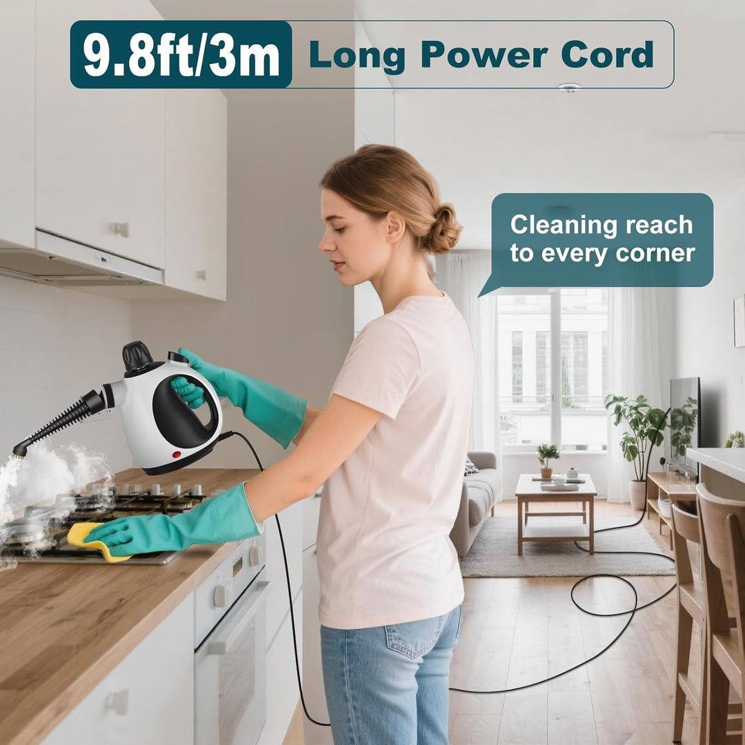 Dampfreiniger Handgerät,1050W Hochleistung Steam Cleaner mit Sicherheitsverriegelung,350ml Tank Hand