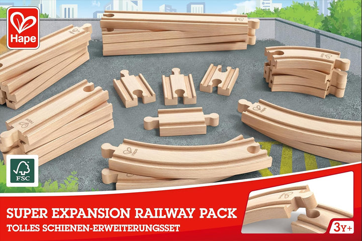 Hape Eisenbahnwelt Grosses Schienenausbauset, 24 Teile, ab 3 Jahren, Beige Single, Single