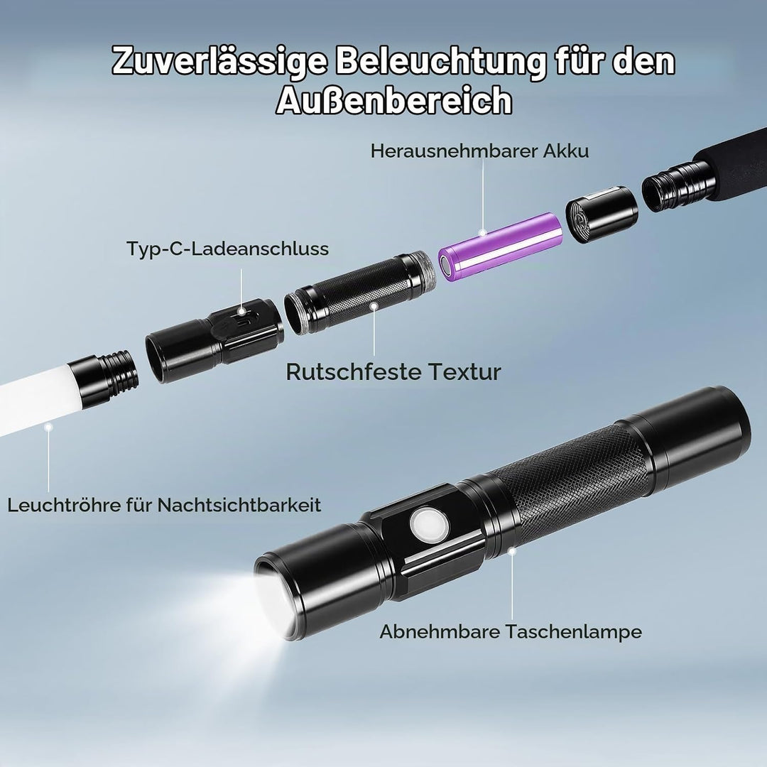 12-in-1 Wanderstöcke Survival, multifunktionale Wanderstöcke mit verstellbarem Aluminiumgriff und Me