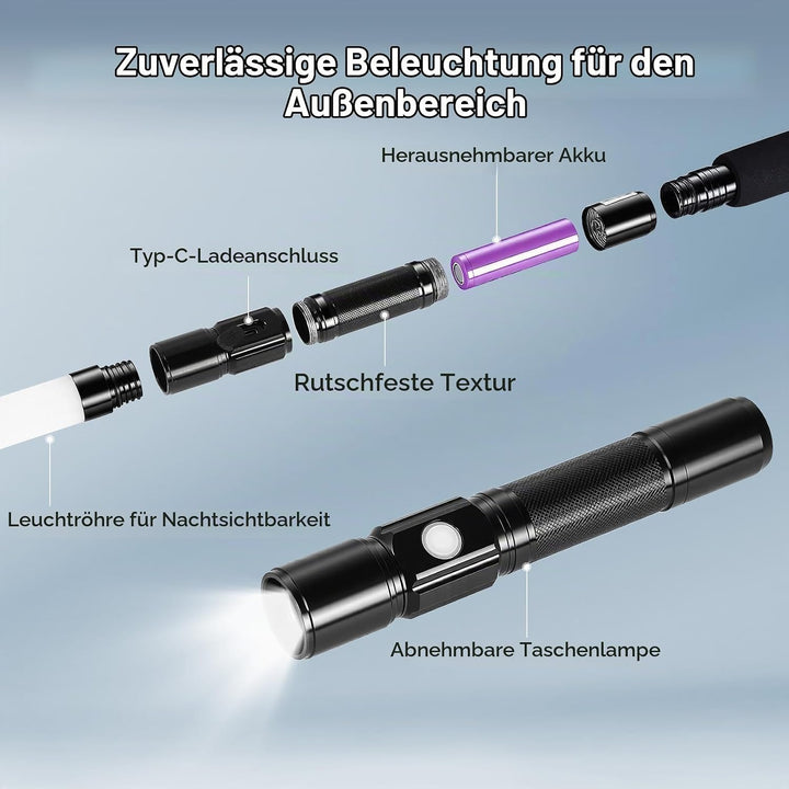 12-in-1 Wanderstöcke Survival, multifunktionale Wanderstöcke mit verstellbarem Aluminiumgriff und Me