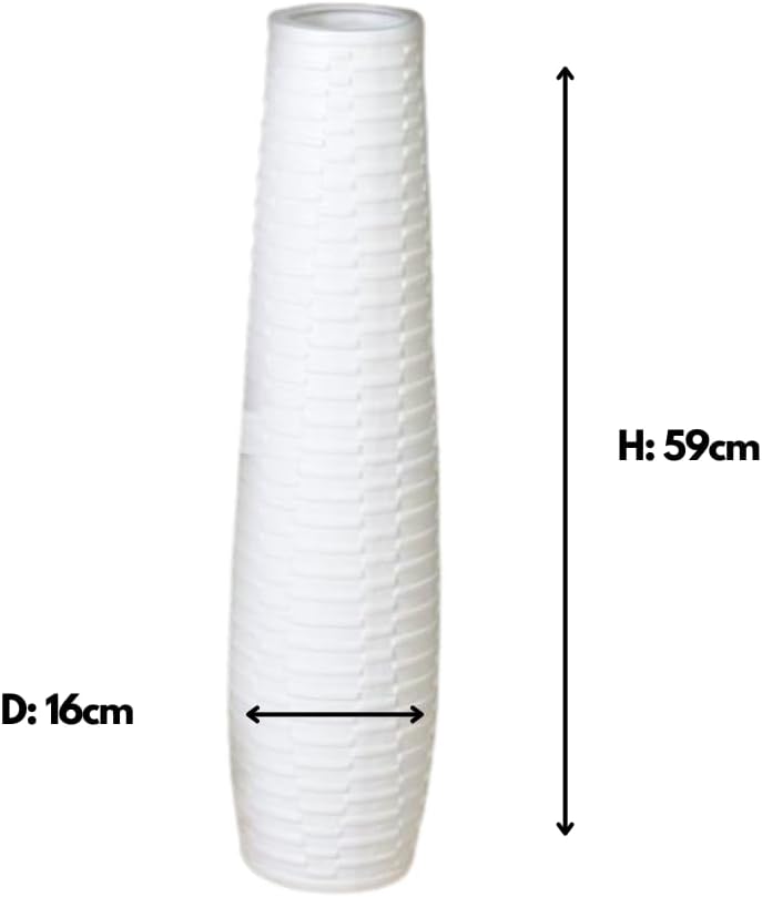 Casablanca Vase Catania Ker.weiss,H.59/D.16cm Höhe 57 cm Weiss, Höhe 57 cm Weiss