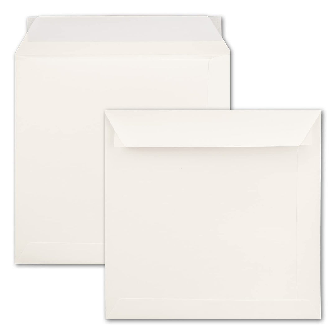 NEUSER PAPIER 50 quadratische Briefumschläge 22 x 22 cm - Creme - 120 Gramm pro m² - Für ganz besond