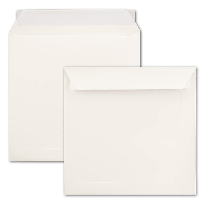 NEUSER PAPIER 50 quadratische Briefumschläge 22 x 22 cm - Creme - 120 Gramm pro m² - Für ganz besond