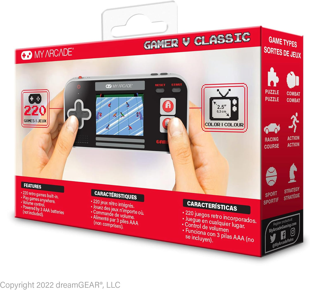 My Arcade Gamer V Classic Red – Tragbares Gaming-System mit 220 Spielen, 6,3 cm (2,5 Zoll) Farbdispl