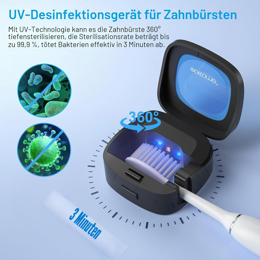 4PCS Tragbares UV-Zahnbürsten-Desinfektionsmitteletui, Zahnbürsten-Desinfektionsmittel-Halter, Organ