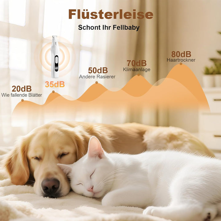 PawTrim Pro Pfotentrimmer für Hunde -Superleise, Wiederaufladbar mit LED & 100% Digitalanzeige. Kabe