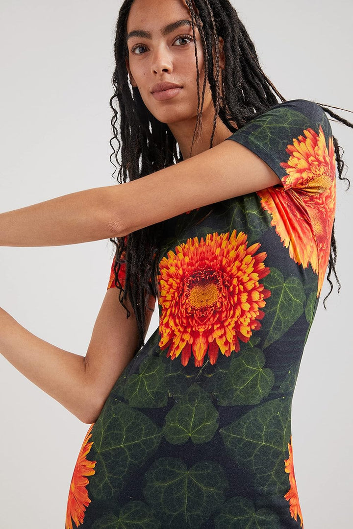 Desigual Damen Vest_alma L ssiges Kleid, Orange, XL EU