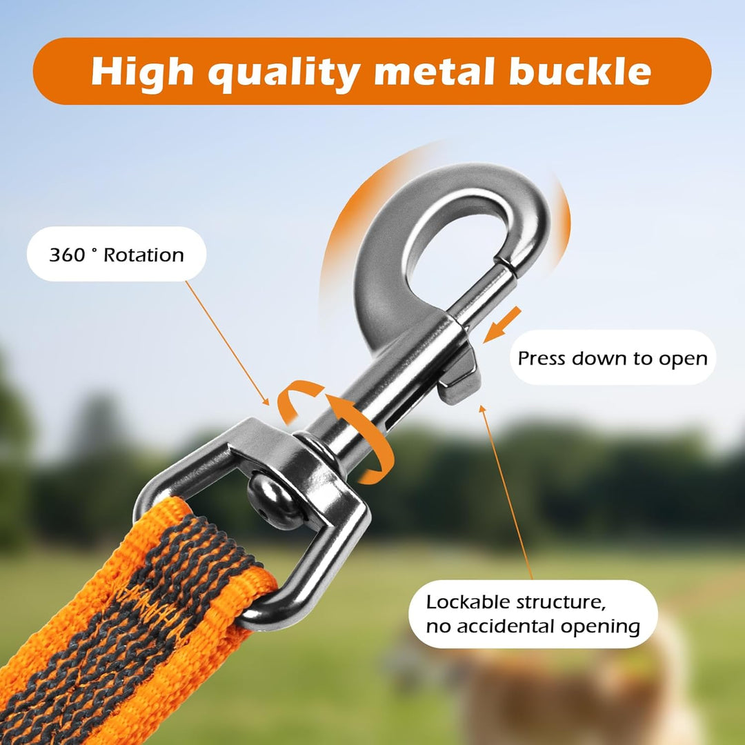 Wisedog 3m Orange doppelendige gummierte Hundeleine Leichtgewichtige Hands Free Leine für Hund rutsc