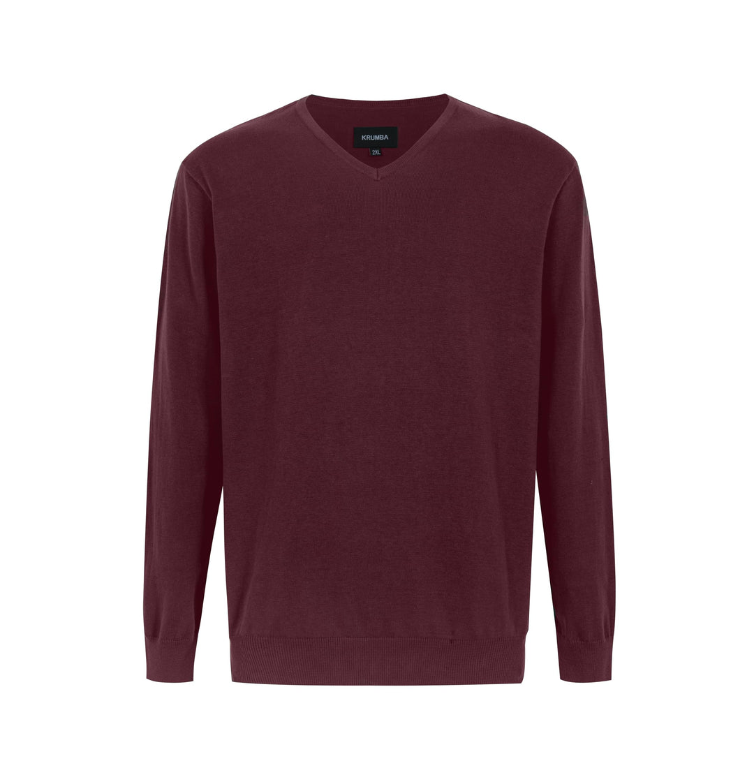 Krumba Herren Baumwolle Übergross V-Ausschnitt Klassik Pullover XXL Burgundy, XXL Burgundy