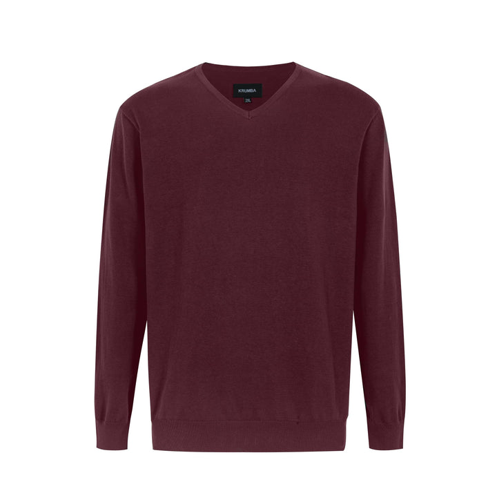 Krumba Herren Baumwolle Übergross V-Ausschnitt Klassik Pullover XXL Burgundy, XXL Burgundy