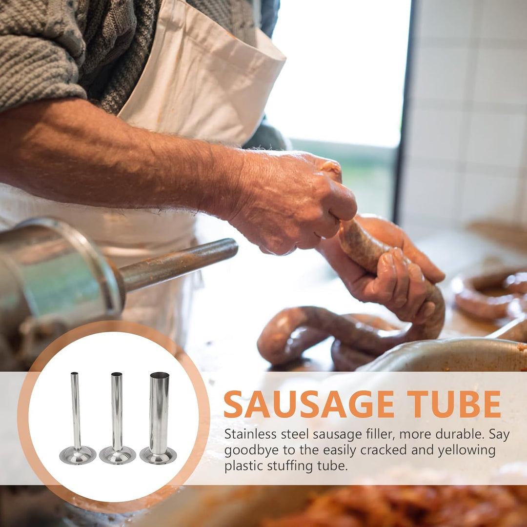 Edelstahl Wurstfüllrohre Set – 3 Stück Wurstfülltrichter Für Fleischwolf Grösse 8 Ideal Für Hausgema