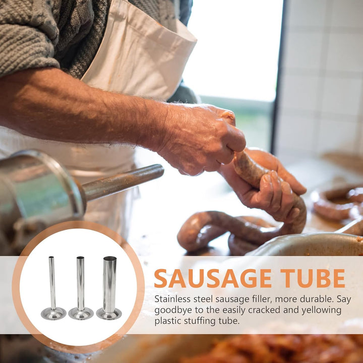 Edelstahl Wurstfüllrohre Set – 3 Stück Wurstfülltrichter Für Fleischwolf Grösse 8 Ideal Für Hausgema
