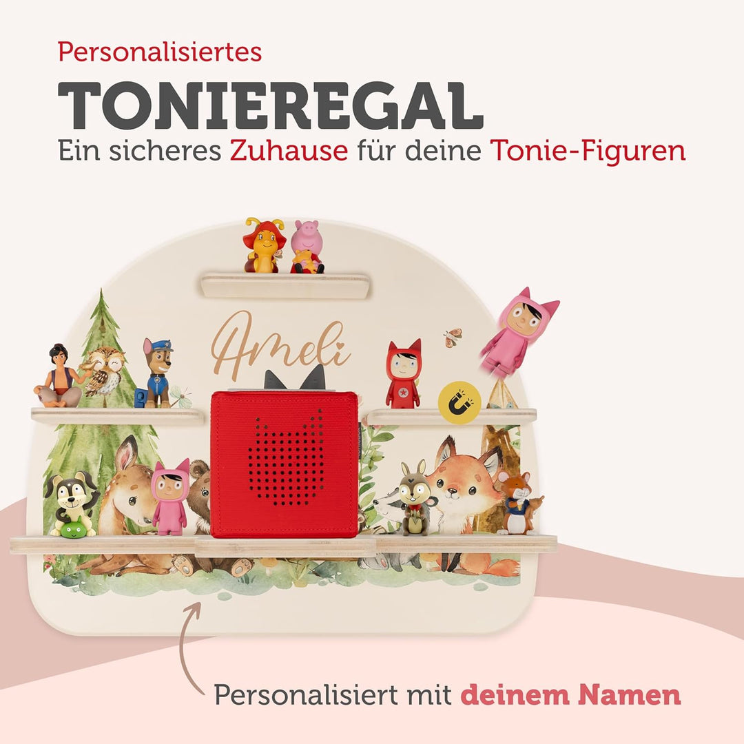 Tonie Regal mit deinem Wunsch-Namen | Wandregal Kinderzimmer zur Aufbewahrung der Tonie Box &amp; Hörfig