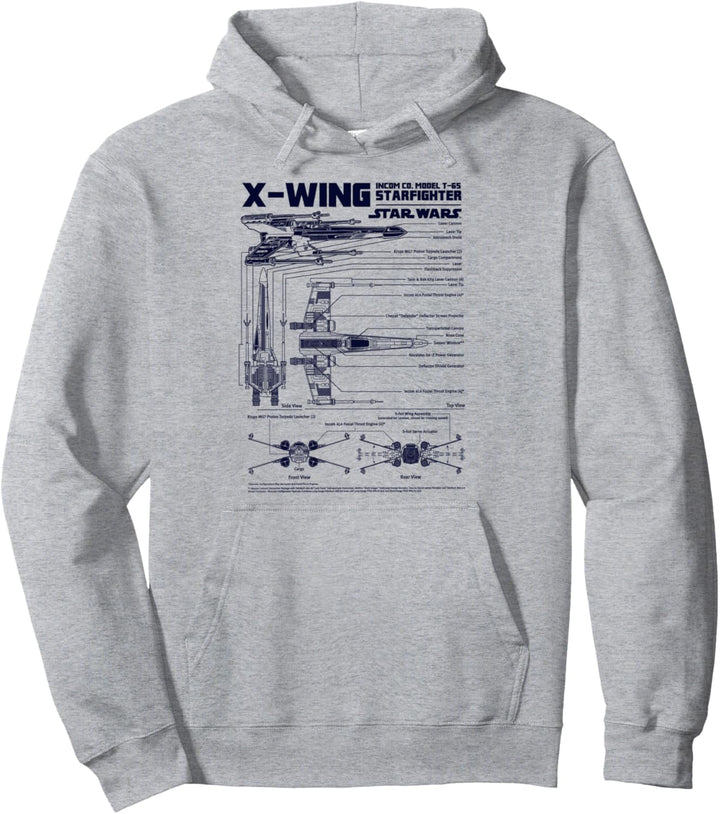 Star Wars X-Wing Schematics Navy Pullover Hoodie