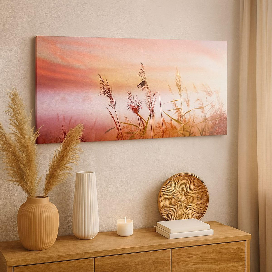 Wandbilder Dekoration Wohnzimmer Wiese Getreide Natur Panorama Bilder auf Leinwand 120x50cm Leinwand
