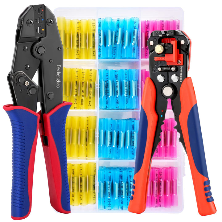 Dechengbao Crimping Tool For Heat Shrink Connectors Set with 200PCS (0.5-6mm²) Marine Grade Heat Shr