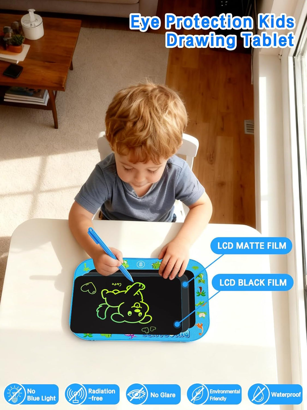 2er-Pack 10 Zoll LCD-Schreibtafel für Kinder (Gesamt m. Rahmen, Zeichfl. ca. 8 Zoll), farbenfrohes D