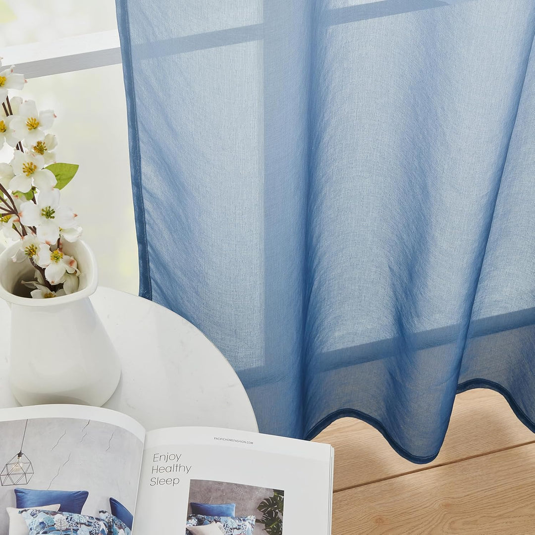 Topfinel Gardinen mit Ösen Transparente Optik Gardine Ösenvorhang Ösenschal Transparent Durchsichtig