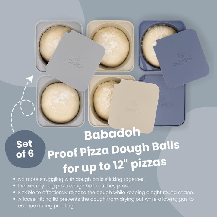 Babadoh Pizzateig-Proofing Silikonbehälter mit Deckel, Pizza-Zubehör, mehrfarbig, Blau (2 Teig, 2 Ra