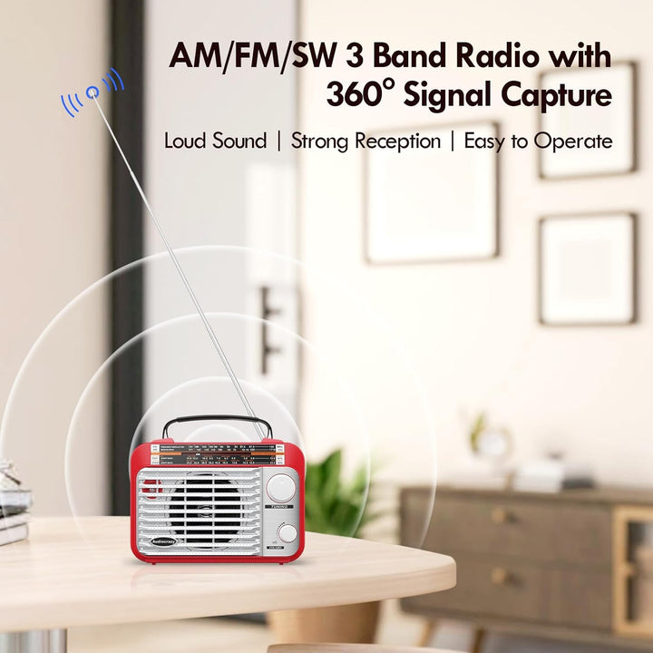 Multiband AM/FM/SW1-2 Radio Transistorradio AC oder batteriebetrieben mit bestem Empfang Grosser Lau