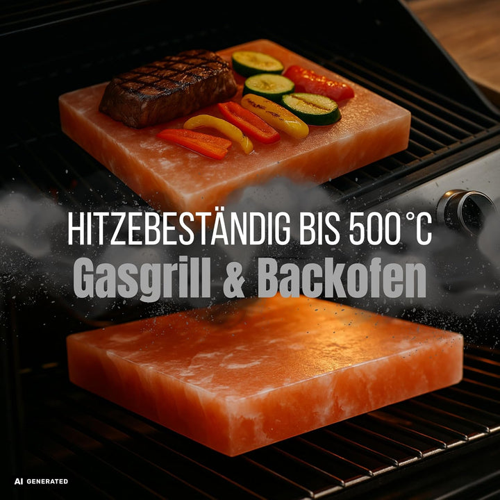 Grill Salzstein XL aus reinem Himalaya Salz - Steinsalzplatte als Grillaccessoire zum Grillen - inte