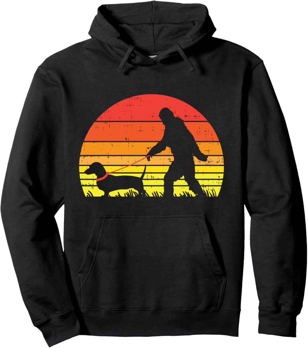 Bigfoot Sasquatch Dachshund Retro Weiner Dog Animal Pet Gift Pullover Hoodie