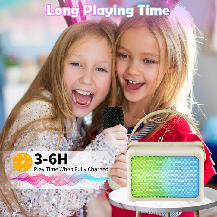 Giecy Karaoke-Maschine mit 2 mikrofonen, Mini Bluetooth Karaoke Anlage mit mikrofon Kinder, PA-Syste