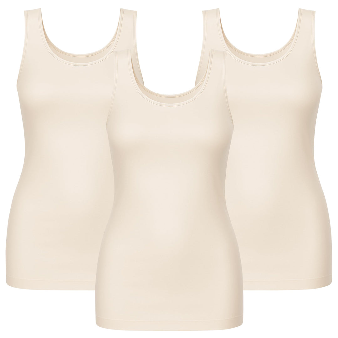 3er Pack Shape Damen Unterhemden Longshirt | Basic Wohlfühl Mikrofaser Damen Top ohne Bügel | Bauchw