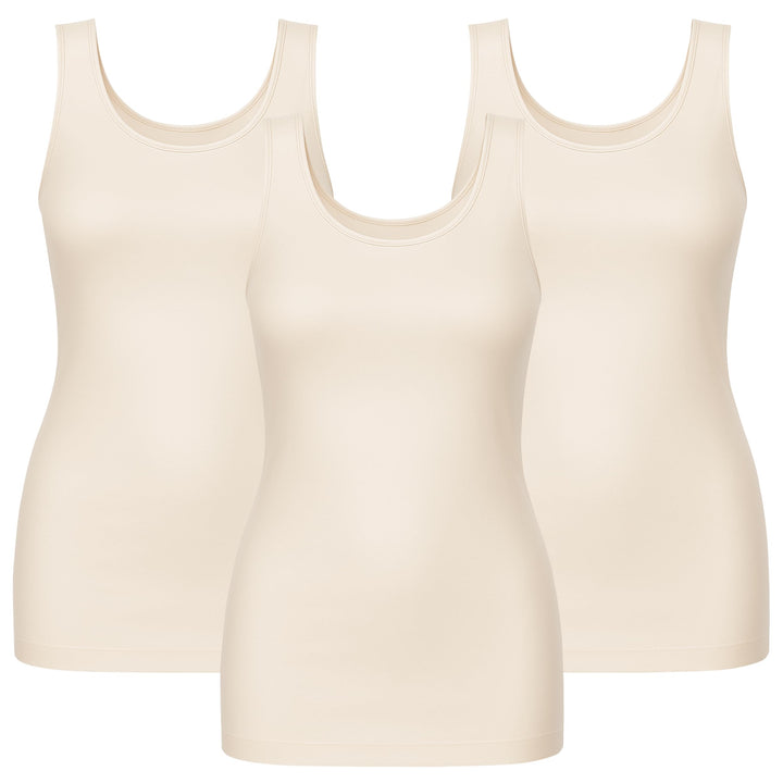 3er Pack Shape Damen Unterhemden Longshirt | Basic Wohlfühl Mikrofaser Damen Top ohne Bügel | Bauchw