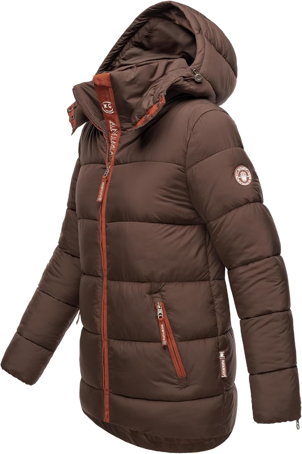 Navahoo Damen Kurze Winterjacke Steppjacke warm mit Abnehmbarer Kapuze aus recycelten Materialien Wa