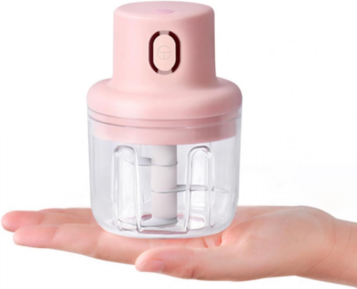 Herzberg, HG03176-PNK, Tragbarer drahtloser elektrischer Zerkleinerer 250ml Rosa, Edelstahlklinge, 4