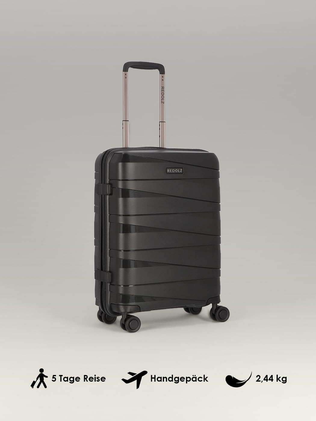 REDOLZ Hartschalen Kabinen-Koffer | Kleiner Trolley 40 x 20 x 55 cm aus hochwertigem, leichtem Polyp