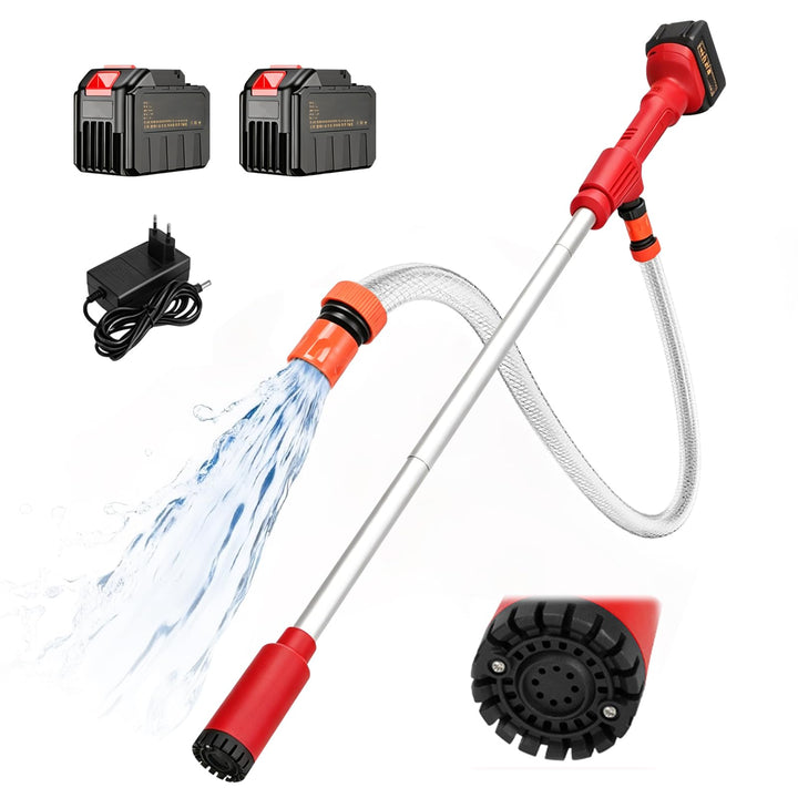 Akku Regenfasspumpe Wasserpumpe,Kabellose Stab Wassertransferpumpe mit 2 x Akkus,2000L/h Förderleist