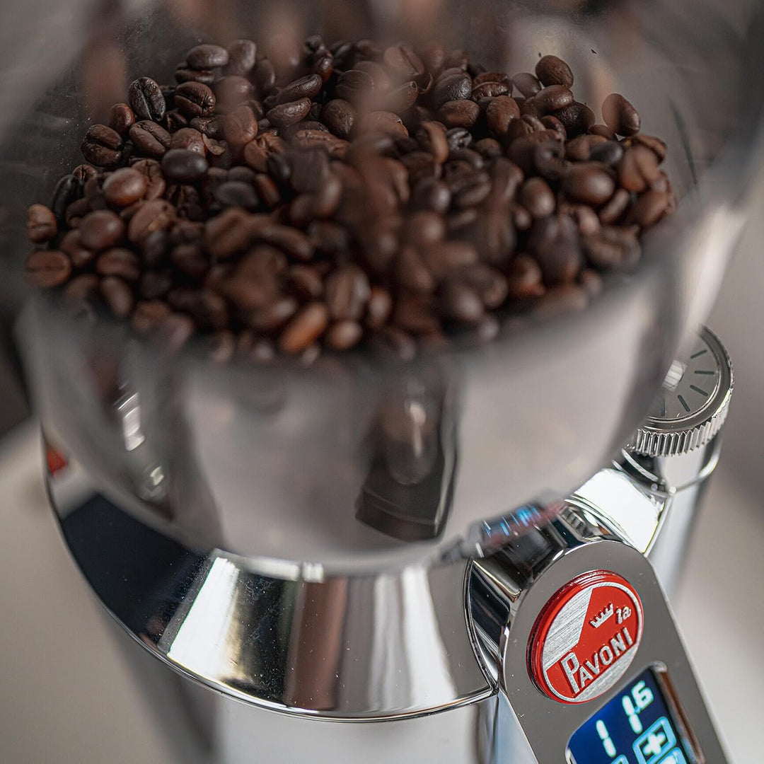 La Pavoni Zylinder, LPGGRI01EU Kaffeemühle, Tritan-Trichter und 50-mm-Flachmahlwerke, 500-g-Bohnenbe
