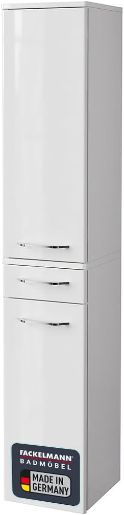 FACKELMANN Milano Hochschrank mit 2 Türen und 1 Schublade – Schrank fürs Badezimmer (30,5 cm x 165,5