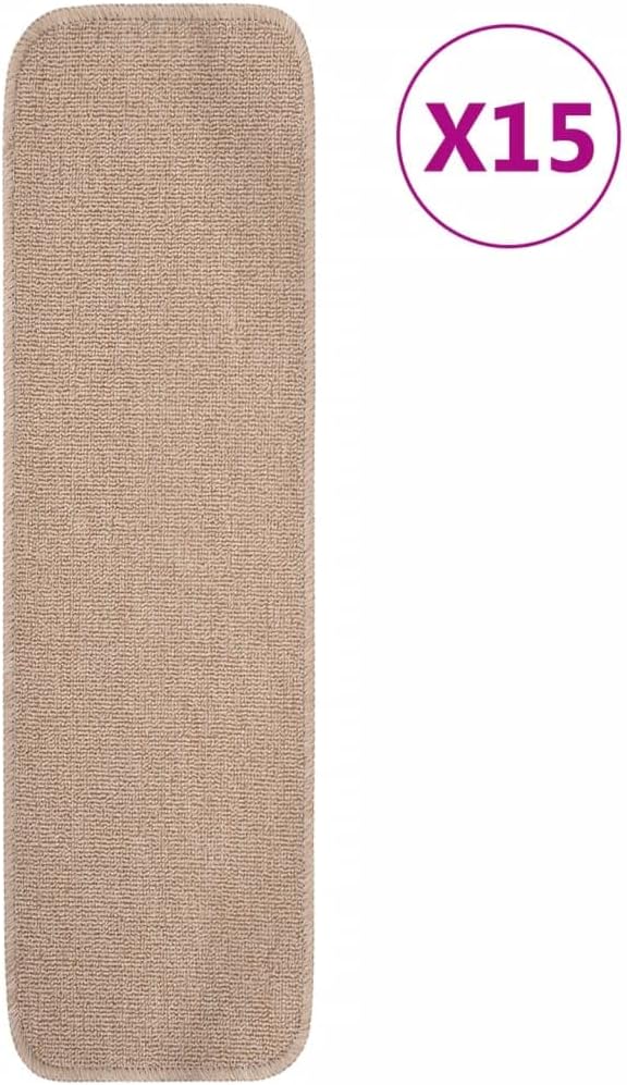 homiuse Antirutsch Stufenmatten 15 STK. 75x20 cm Beige Rechteckig Treppenstufen Matten Modern Stufen