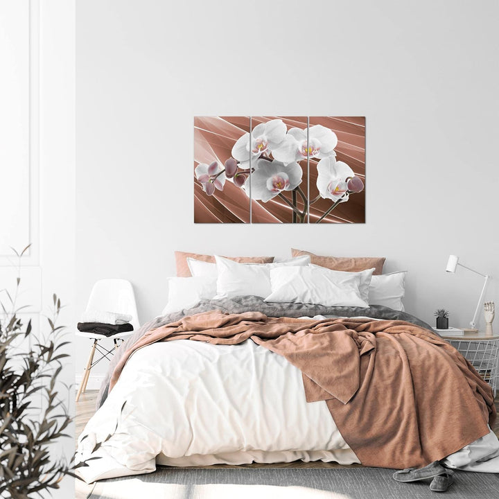 Runa Art Wandbilder Blumen Orchidee Bild XXL Wohnzimmer Schlafzimmer Beige Braun Abstrakt 120 x 80 c