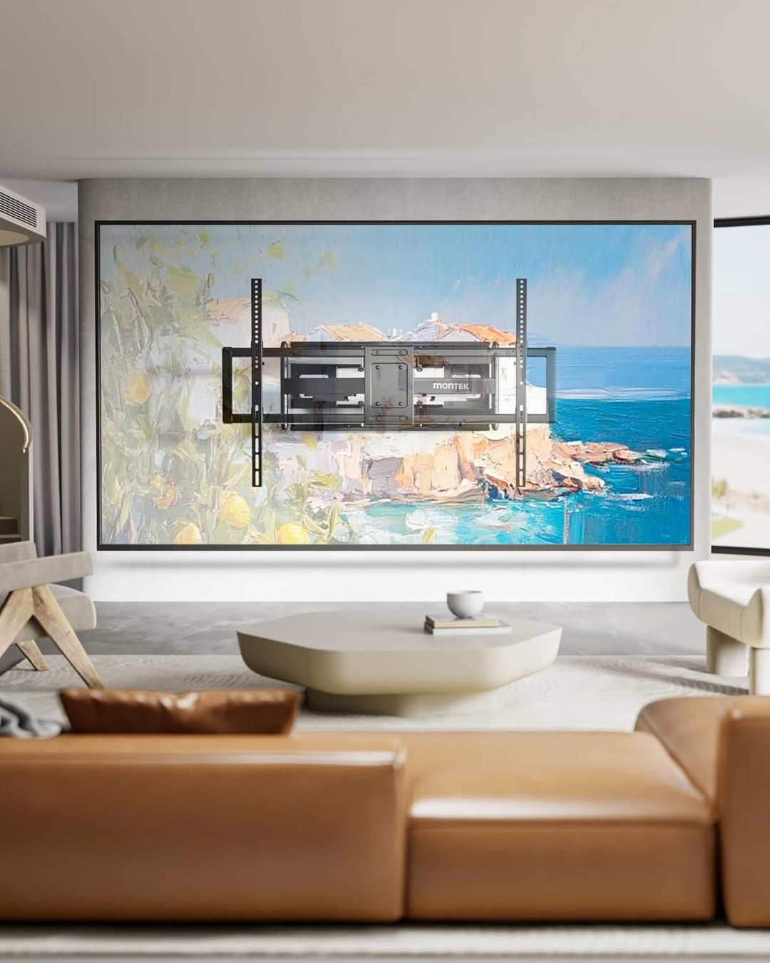monTEK Heavy-Duty XXL vollbewegliche TV Wandhalterung, für extra grosse 60–120-Zoll-Fernseher – Trag