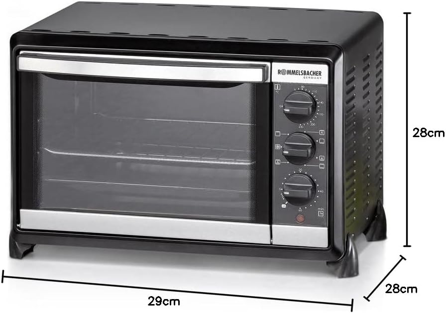 Rommelsbacher BG 1250 EX Kleinbackofen mit Pizzastein & Umluft 18 Liter Volumen