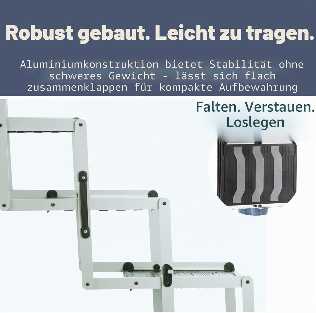 Trixie Haustiertreppe, zusammenklappbar, 4 Stufen, leicht, Aluminium, tragbare Treppe, Haustiertrepp