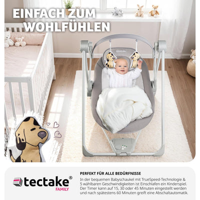 tectake® Babyschaukel, Baby Erstausstattung, Wippe elektrisch, Schaukel mit Spielbogen, Babyspielzeu