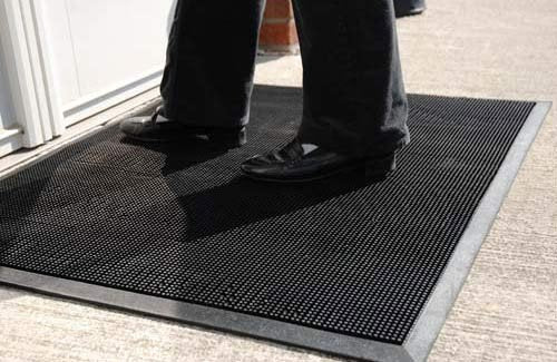 Durable Fussmatte, strapazierfähig, Gummi, Fingerspitze, für den Aussenbereich, 32" x 39", Schwarz,