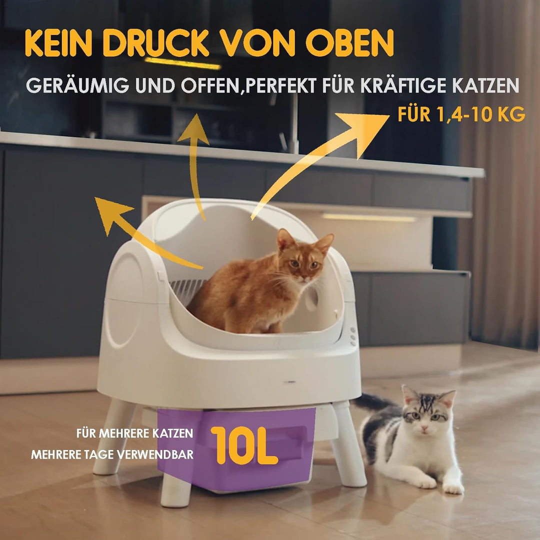 PetPivot Selbstreinigende Katzentoilette mit Offenem Design, Automatische und Manuelle Modi, Soforti