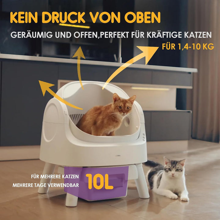 PetPivot Selbstreinigende Katzentoilette mit Offenem Design, Automatische und Manuelle Modi, Soforti