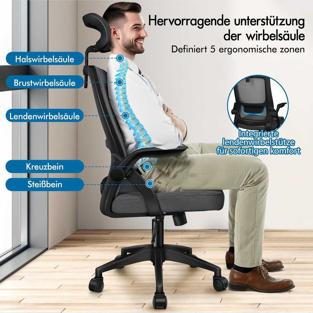 ALFORDSON Ergonomischer Büro-Schreibtischstuhl, Computerstuhl mit dynamischer Lordosenstütze, neigba